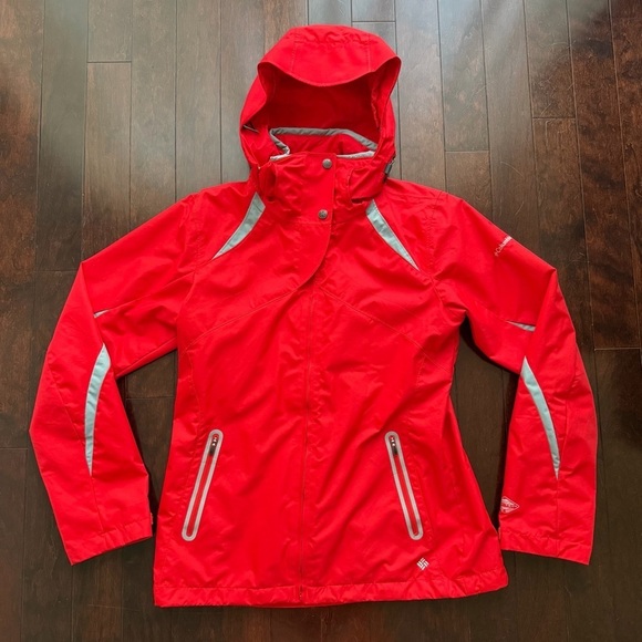 Columbia Jackets & Blazers - Columbia Women's Omni-Tech Hooded Rain Coat, Size medium, Red, Zip, Interchange